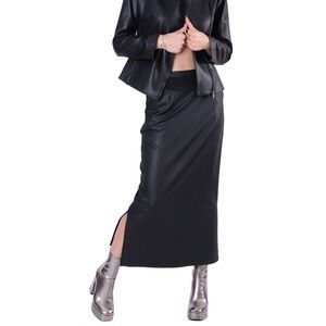 LOTUS EATERS Black Beverly Belted Side Slit Midi Skirt Size XS NWT